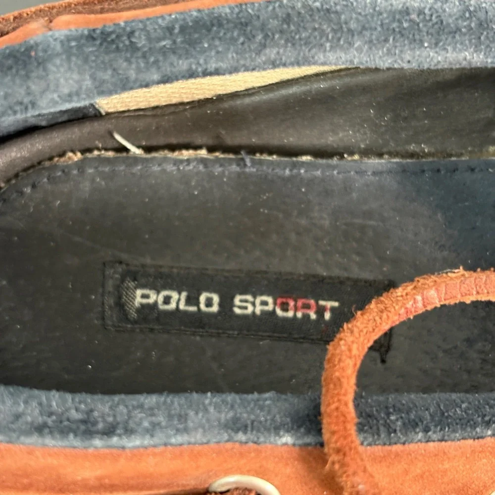 Polo Sport Mens Boat Shoes 10.5 Brown Leather Moc Toe Loafers AAM16191